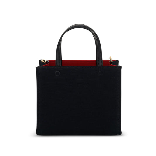 Mini G Tote Shopping Bag in Canvas in Black