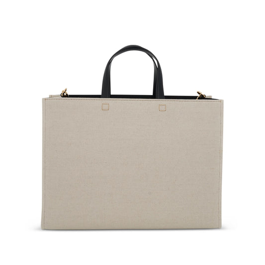 Medium G Tote Shopping Bag in Canvas in Beige