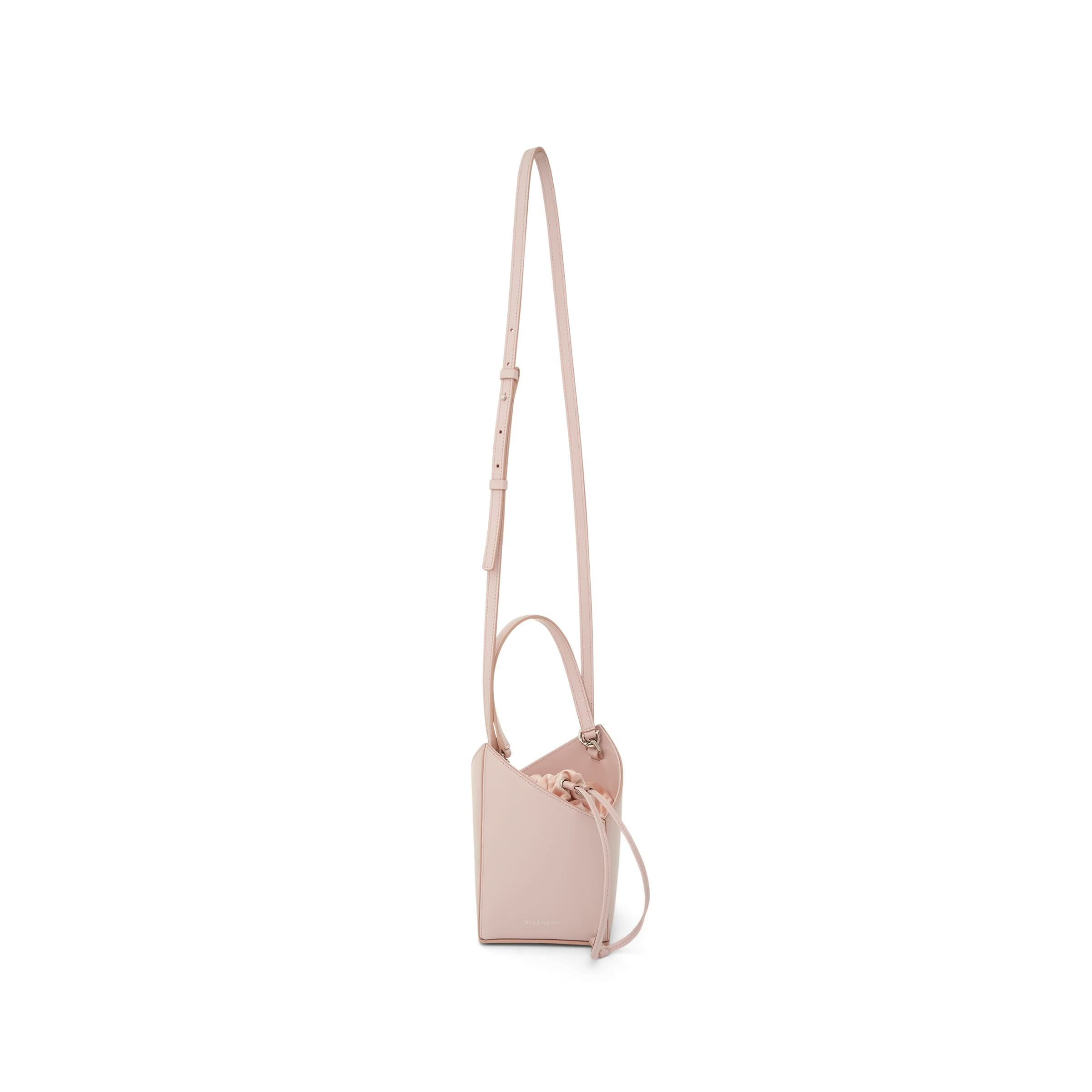 Mini Cut Out Bucket Bag in Box Leather in Light Pink