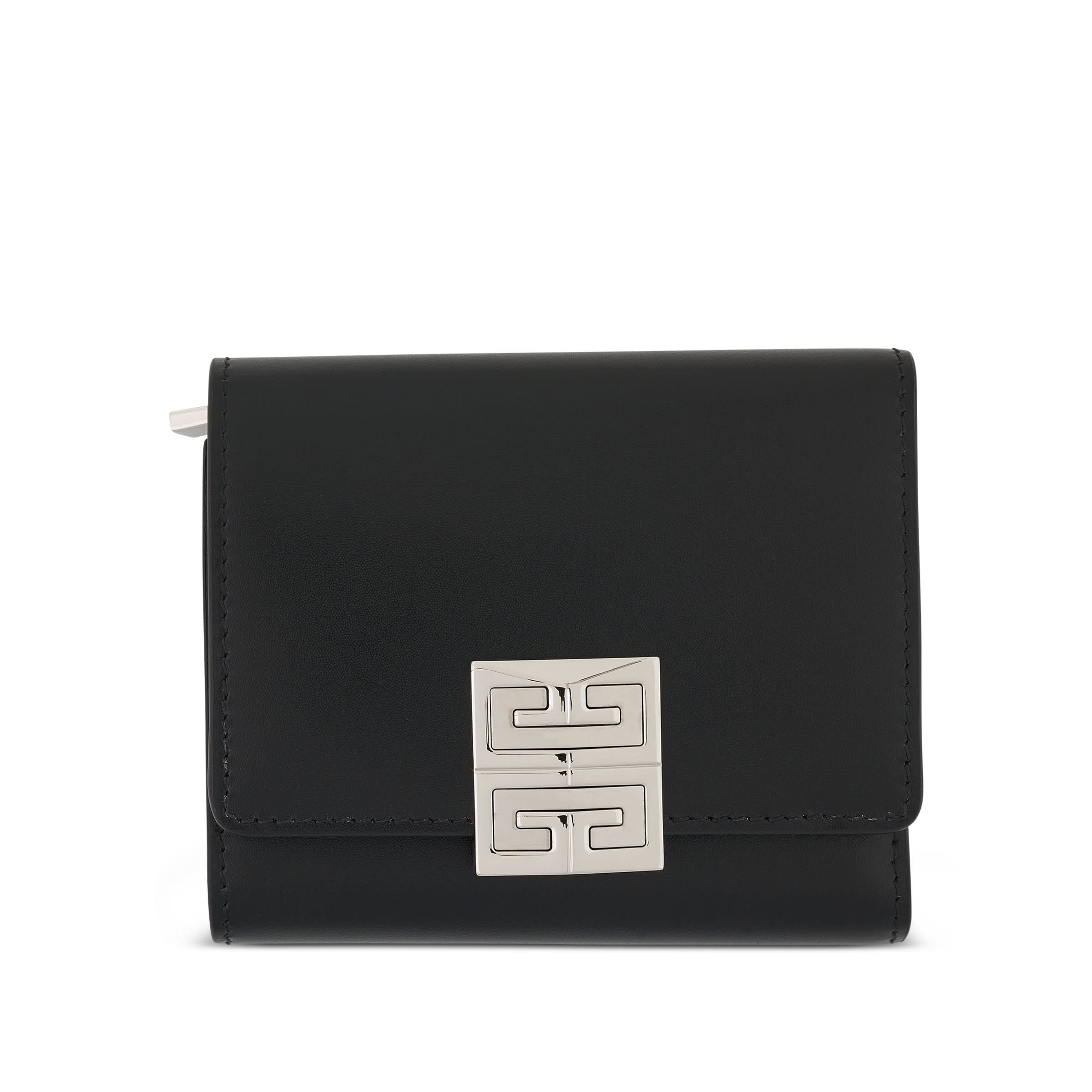 4G Trifold Wallet in Calf Leather in Black