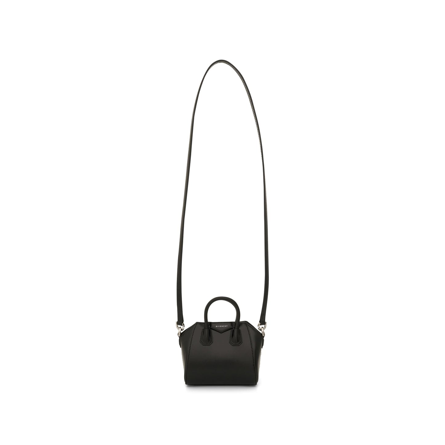 Micro Antigona Bag in Box Leather in Black