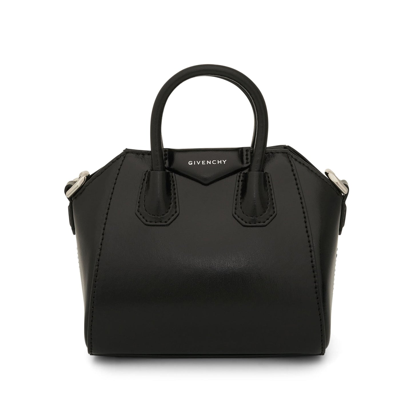 Micro Antigona Bag in Box Leather in Black