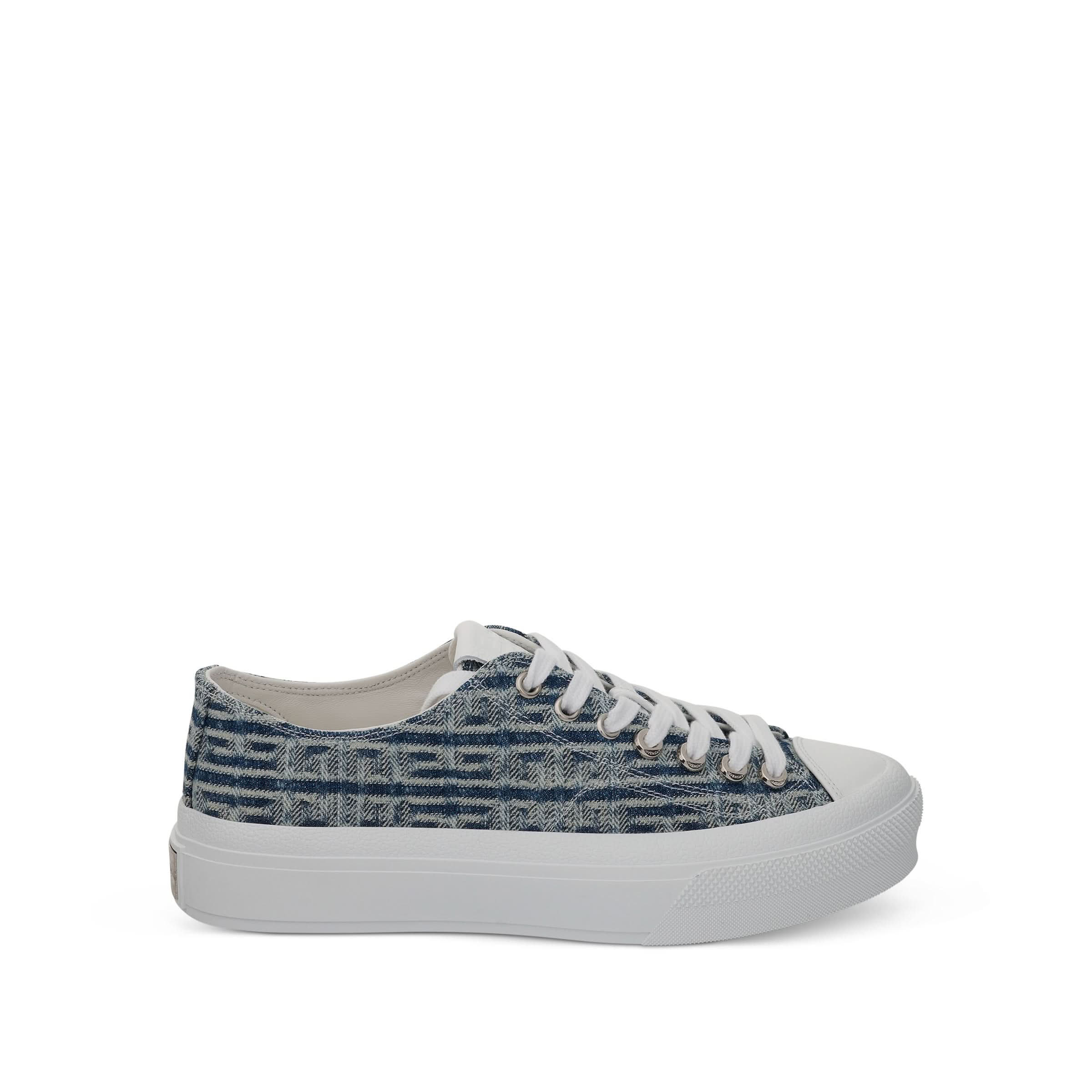 City Low Sneaker in 4G Jacquard in Denim Blue