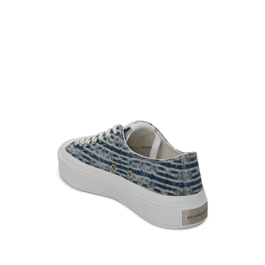 City Low Sneaker in 4G Jacquard in Denim Blue