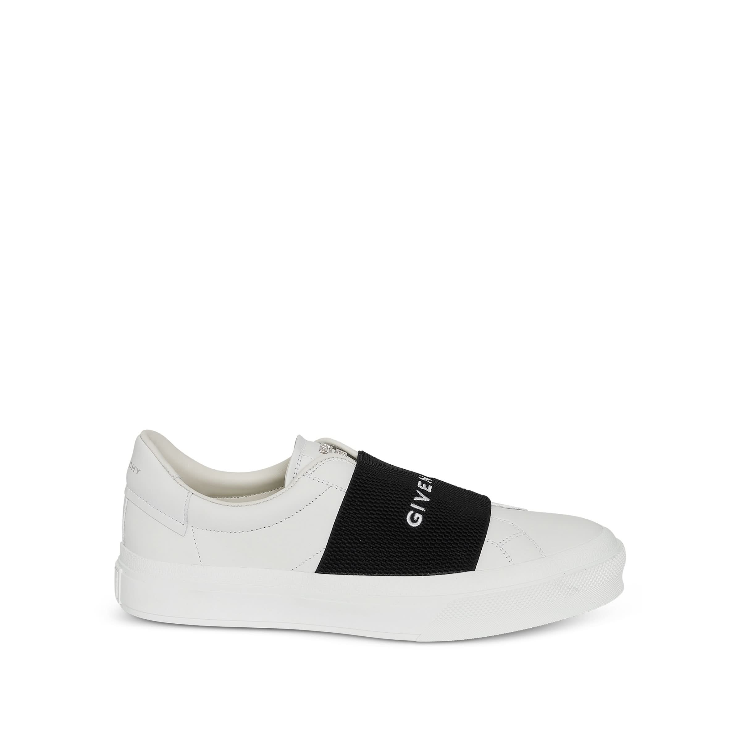 City Court Elastic Band Sneaker in White/Black