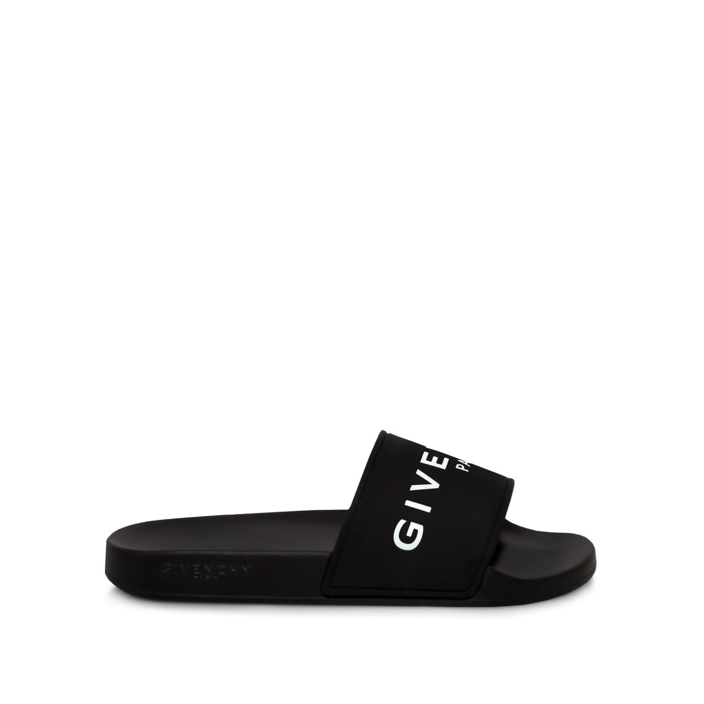 Logo Flat Sandal with Raised Logo in Black