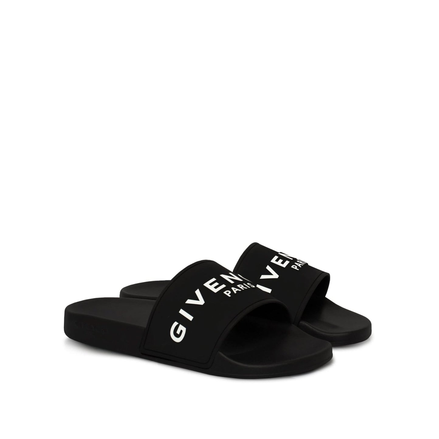 Logo Flat Sandal with Raised Logo in Black