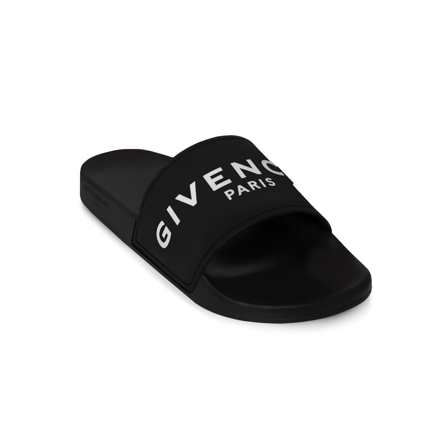 Logo Flat Sandal with Raised Logo in Black