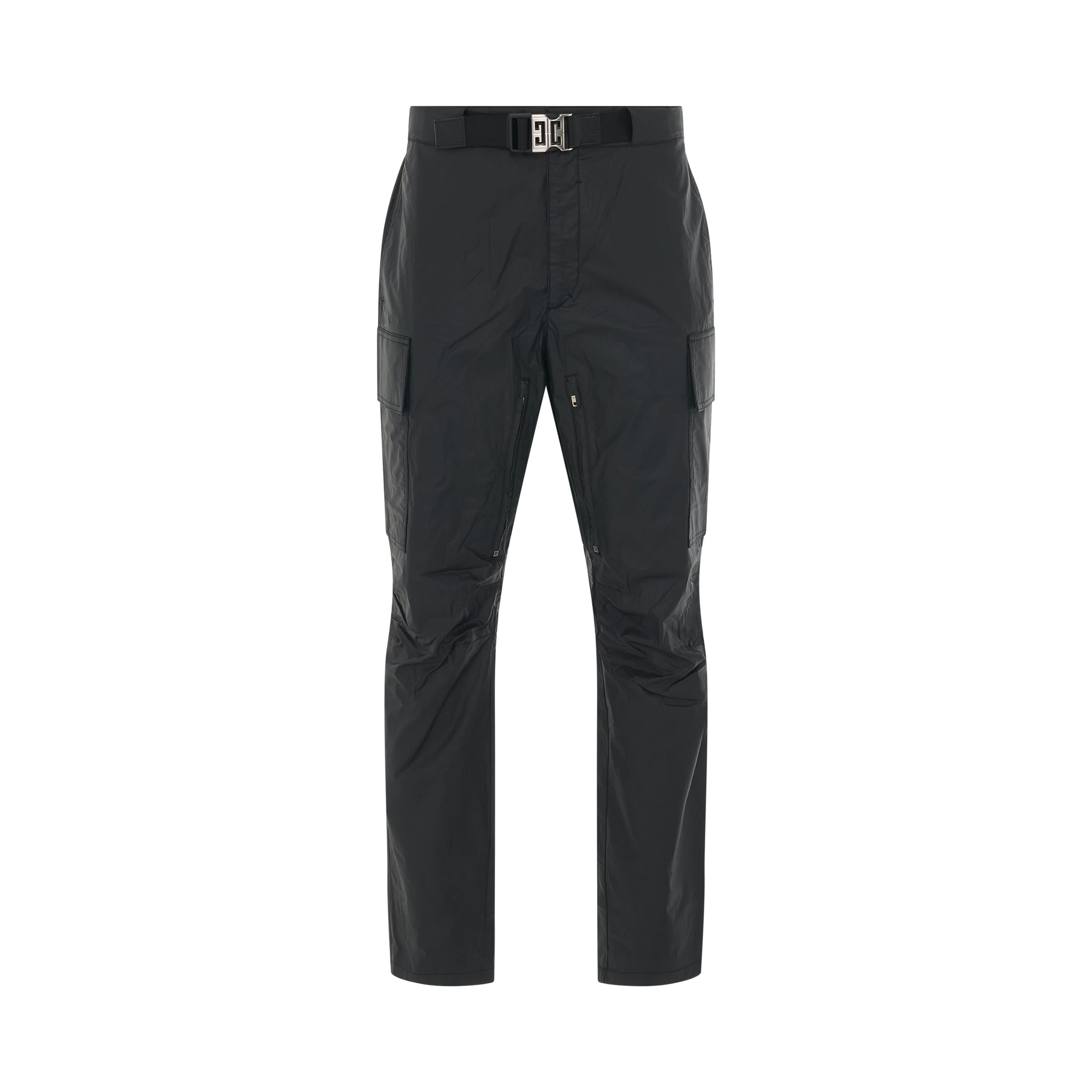 Light Coated Cotton Trousers in Black