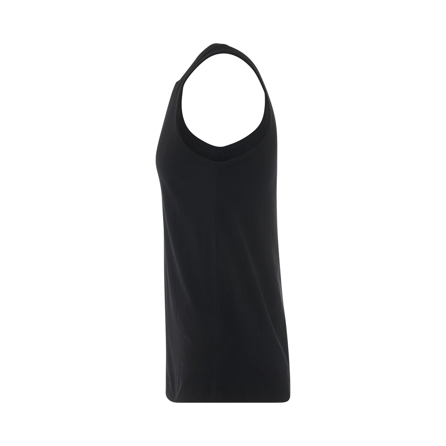 Slim Fit Tank Top with Square Collar in Black