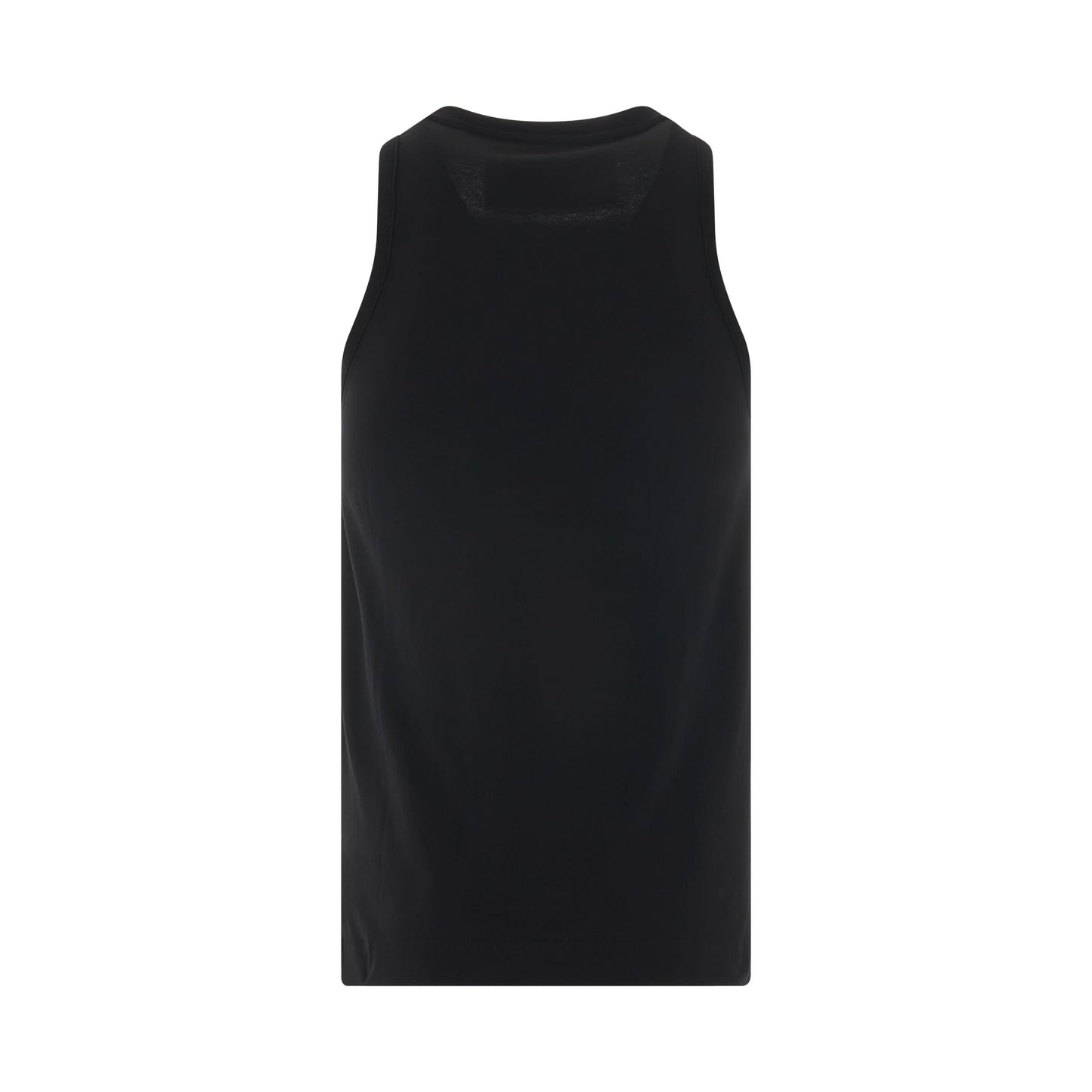 Slim Fit Tank Top with Square Collar in Black