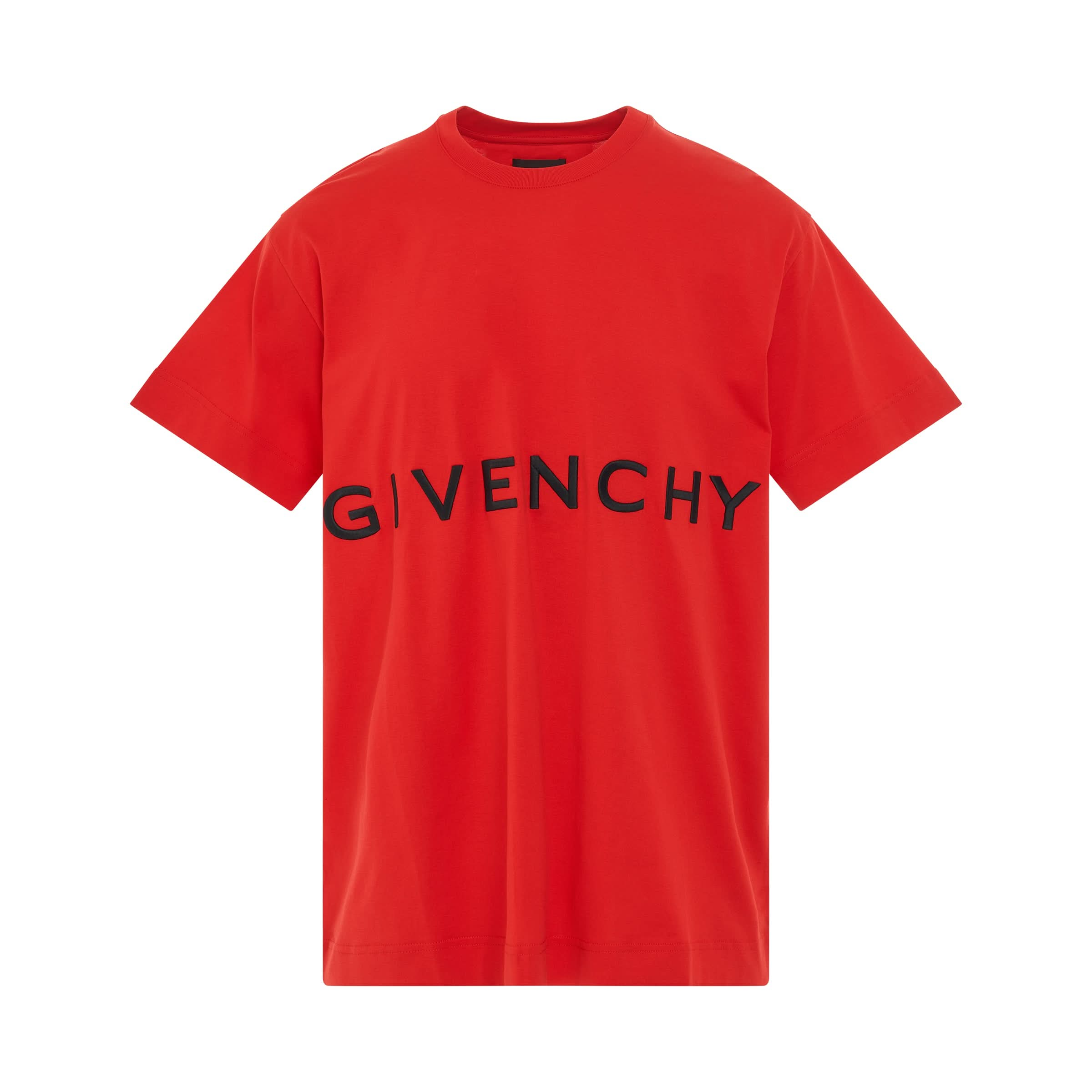 4G Embroidered Logo Oversized T-Shirt in Red