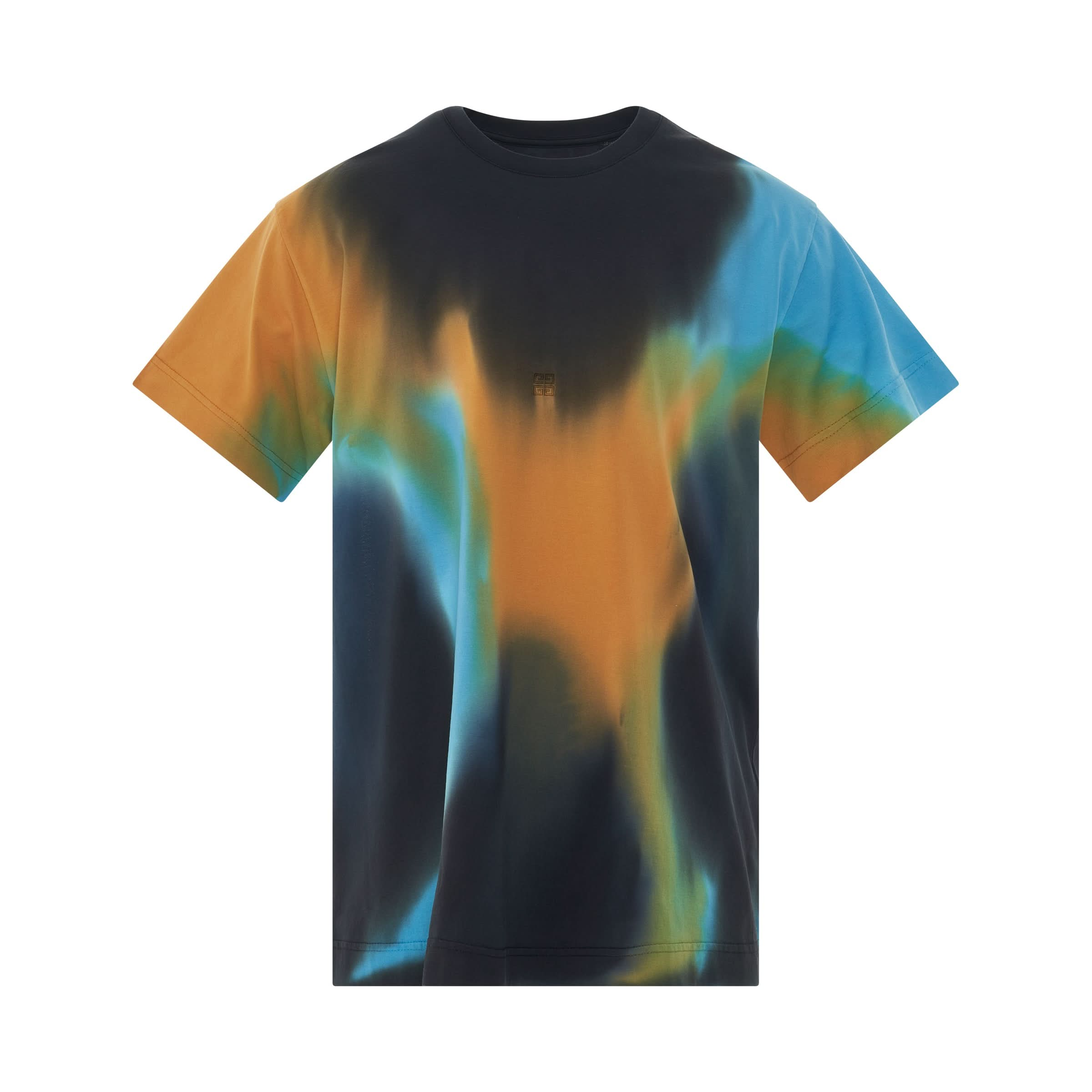 4G Embroidered Oversized Tiedye Back Cut T-Shirt in Black/Blue