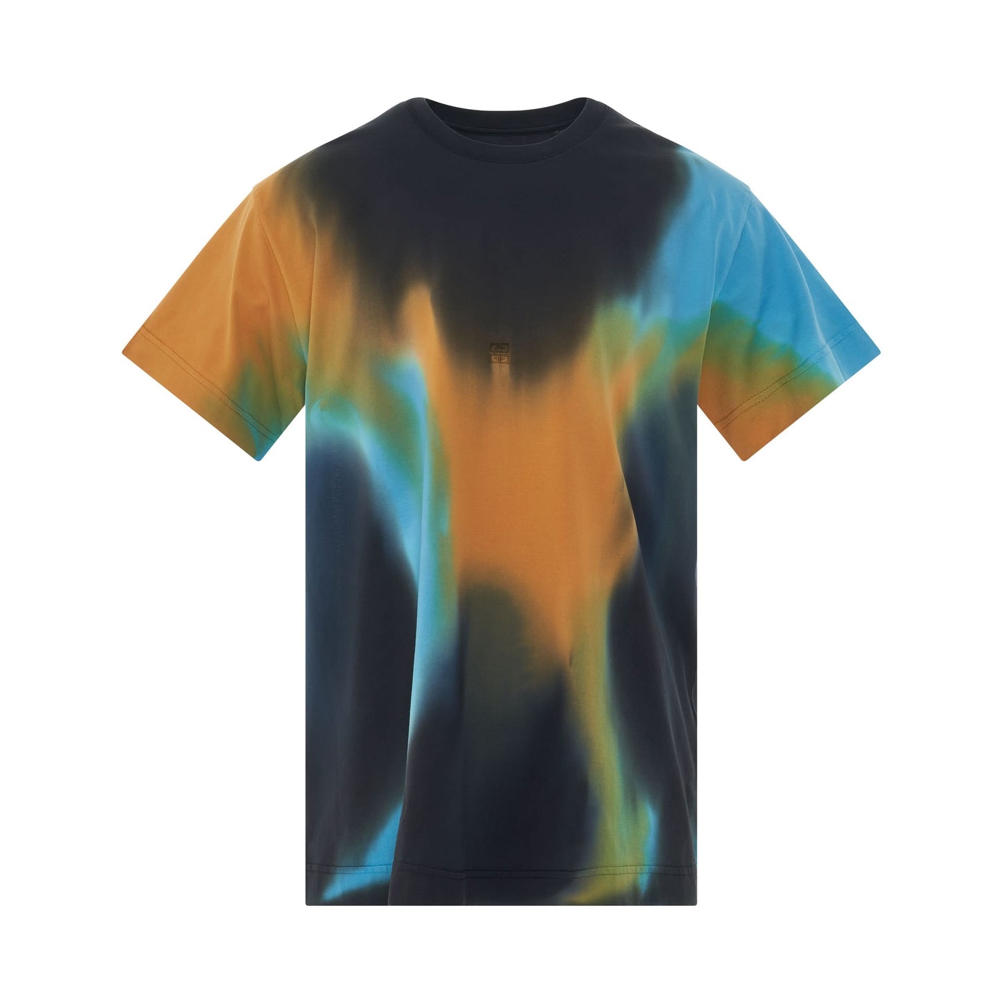 4G Embroidered Oversized Tiedye Back Cut T-Shirt in Black/Blue