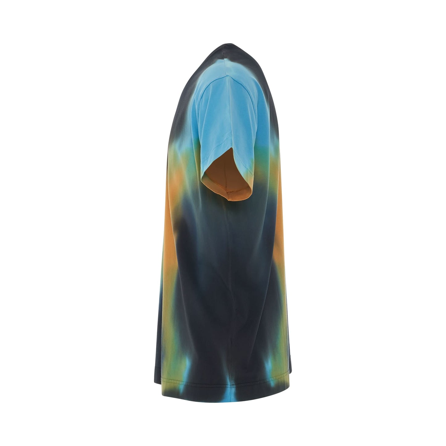 4G Embroidered Oversized Tiedye Back Cut T-Shirt in Black/Blue