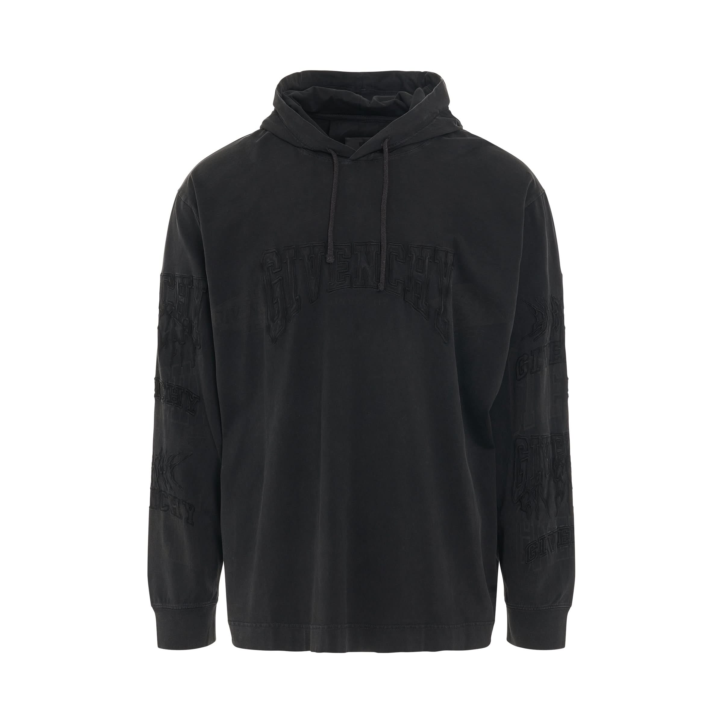 Multilogo Dyed Hoodie in Faded Black