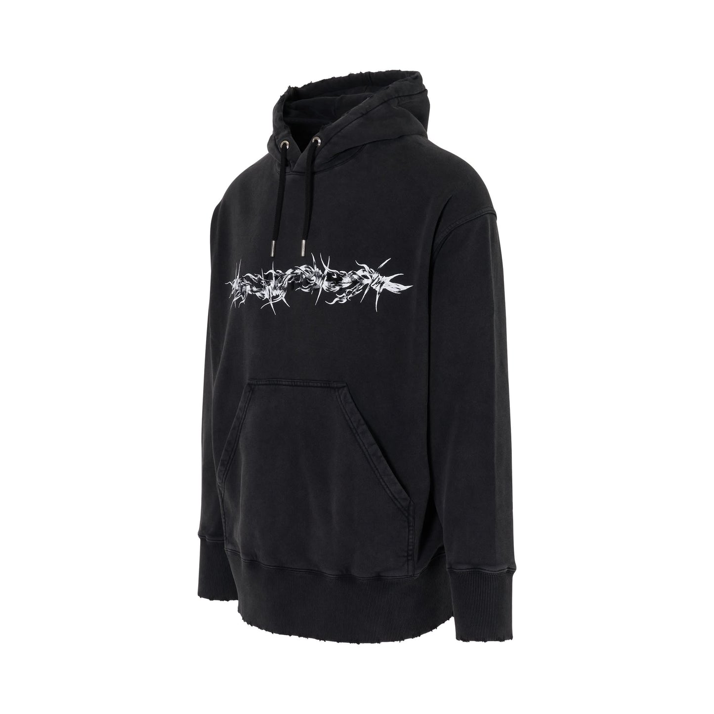 Barbed Wire with G Tufting Washed Hoodie in Black