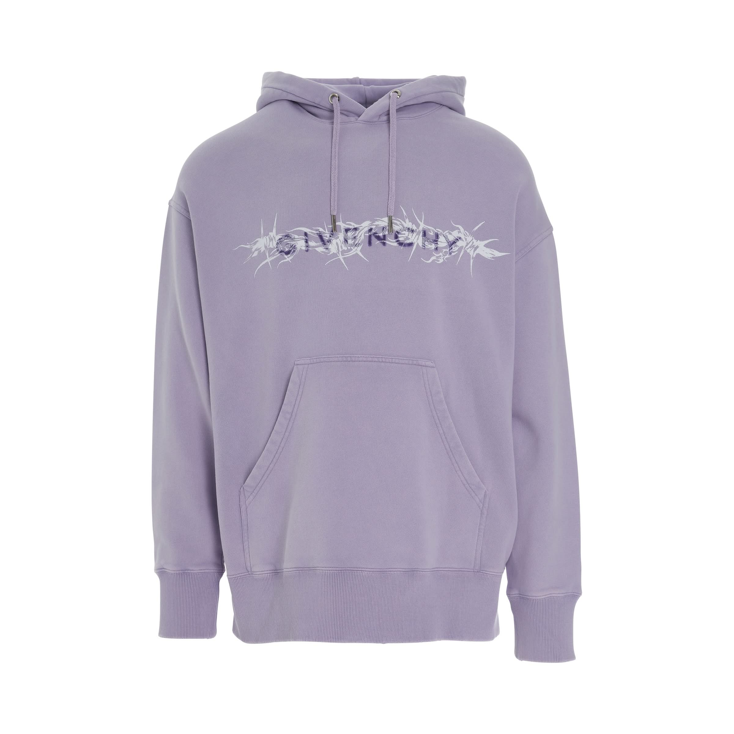 Barbed Wire with G Tufting Washed Hoodie in Lilac