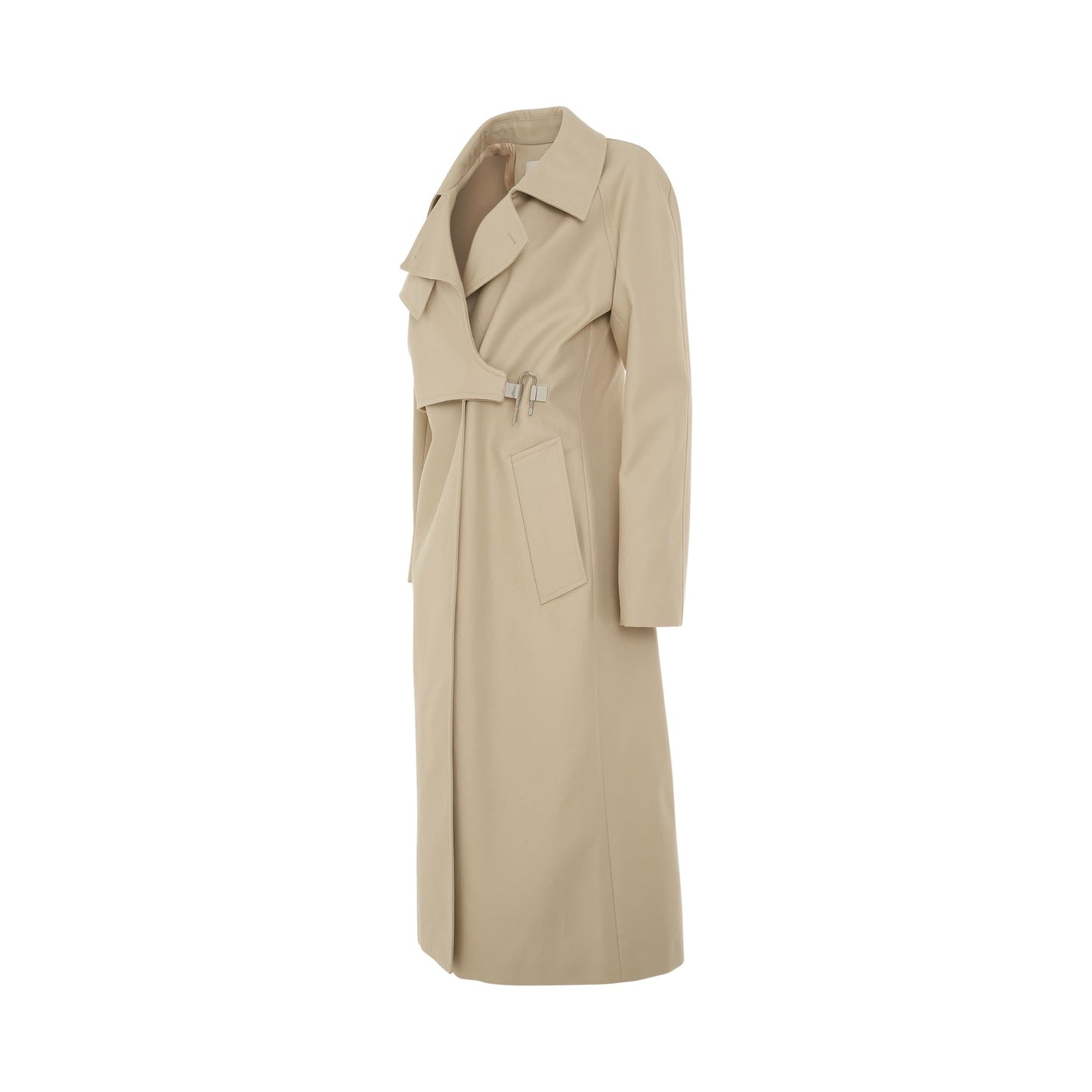 Cotton Twill Trench Coat in Light Beige