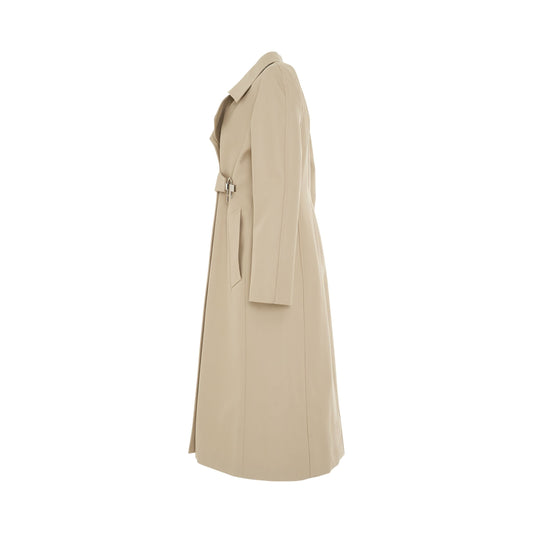 Cotton Twill Trench Coat in Light Beige