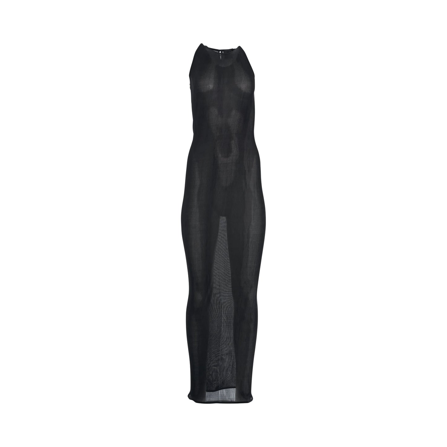 Halter Long Silk Dress in Black