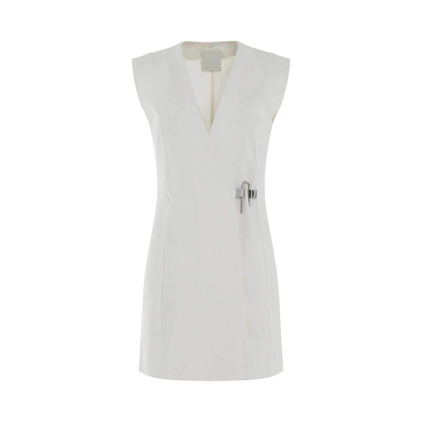 Padlock Denim Dress in White