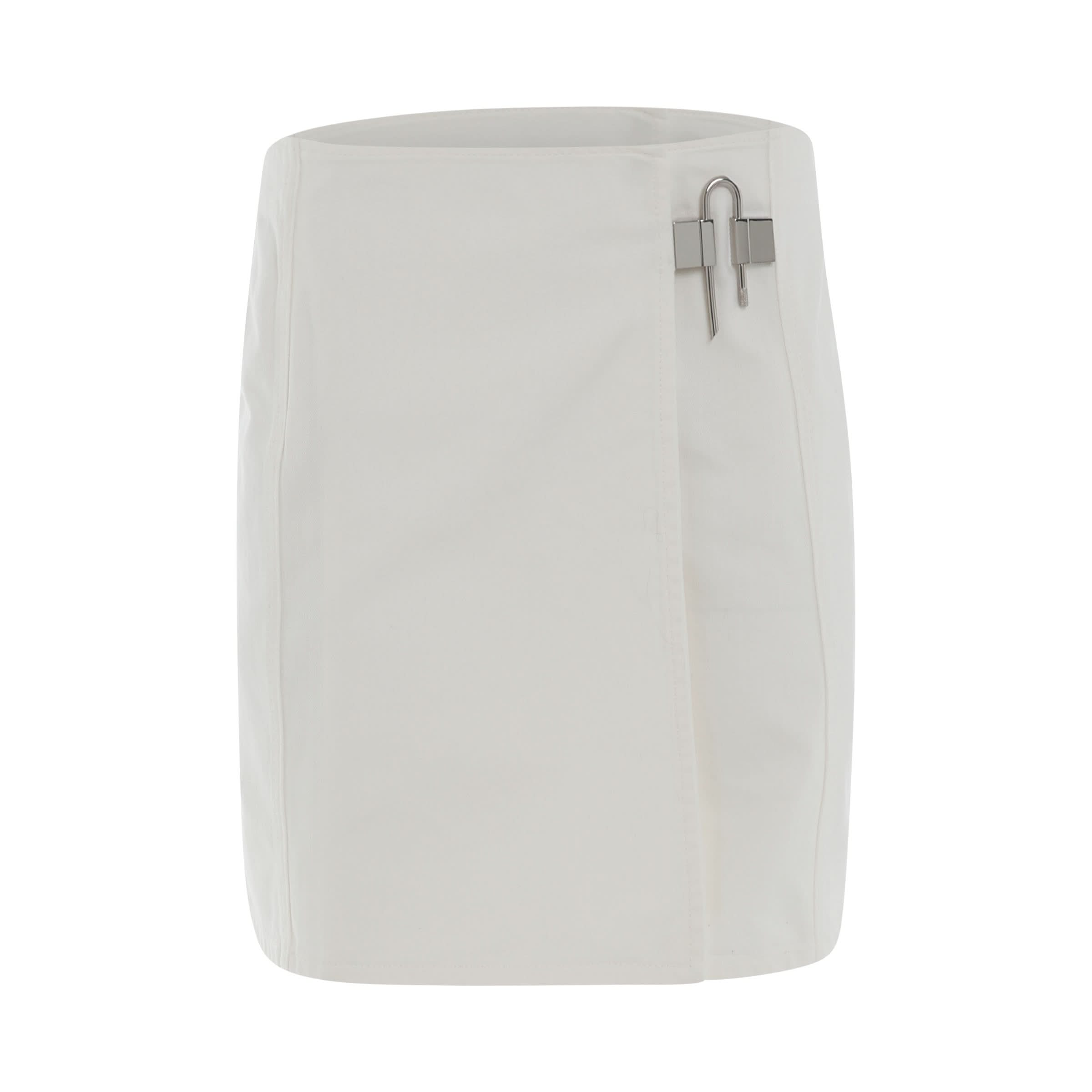 Padlock Mini Denim Skirt in White