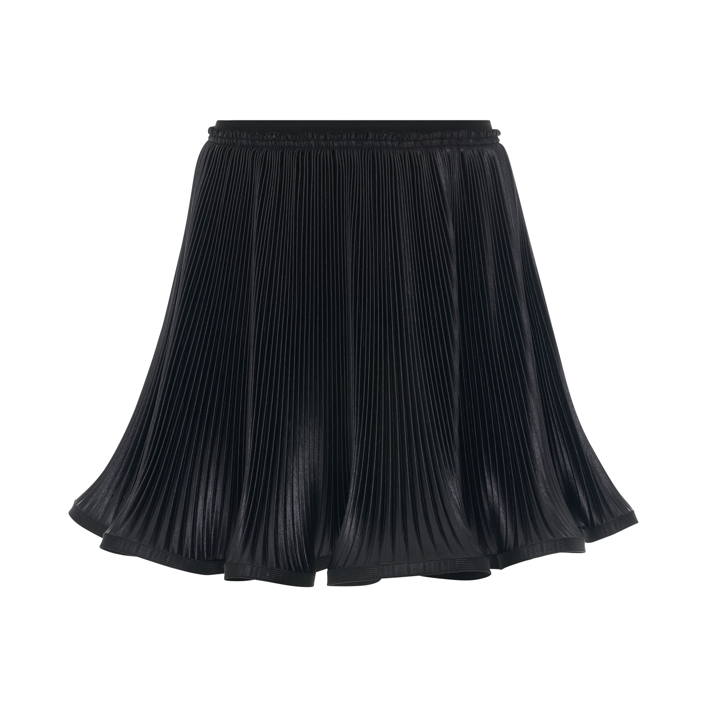 Mini Pleated Skirt with Ruffled Bottom in Black