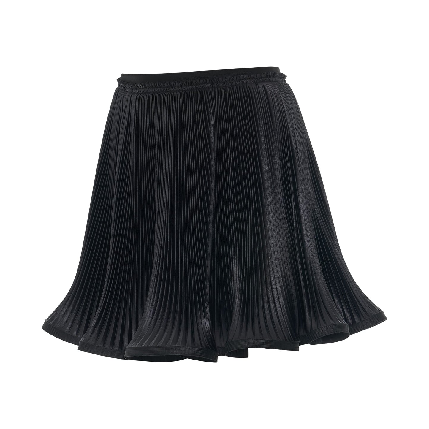 Mini Pleated Skirt with Ruffled Bottom in Black