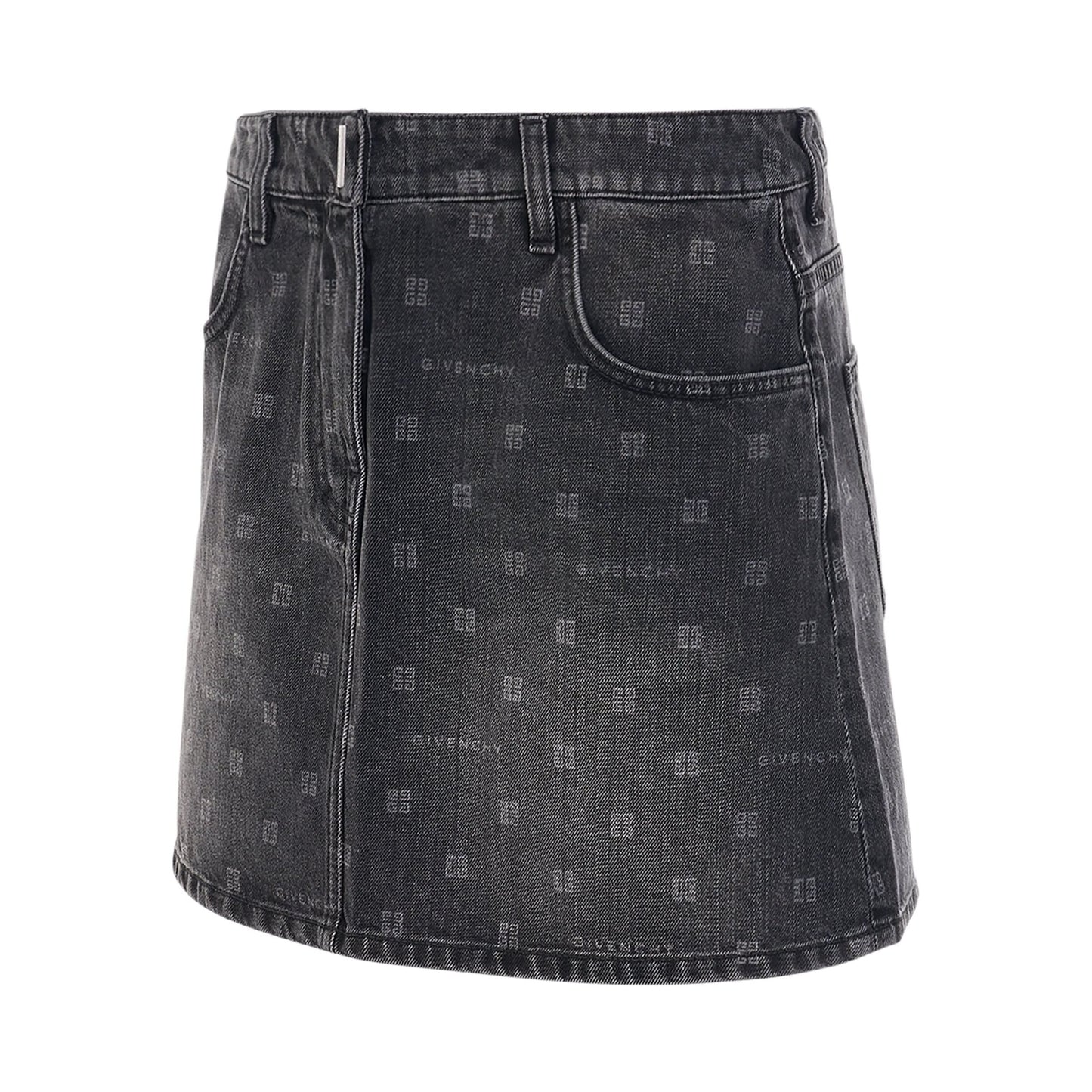 4G Laser Vintage Denim Skirt in Black