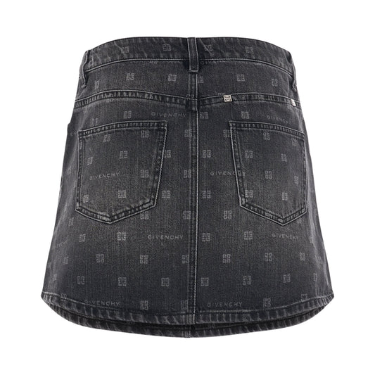 4G Laser Vintage Denim Skirt in Black