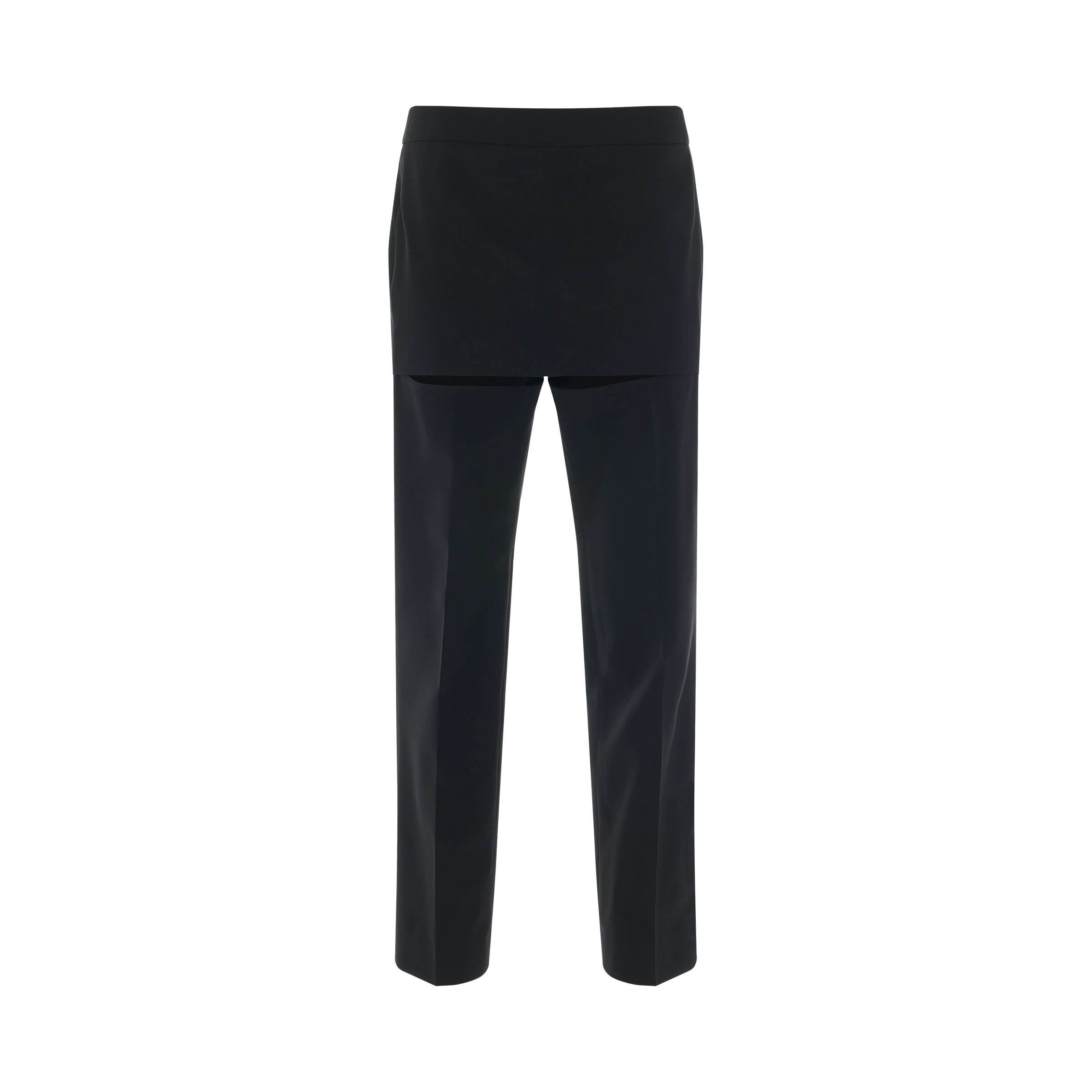 Slim Fit Trousers with Skirt Detail in Black