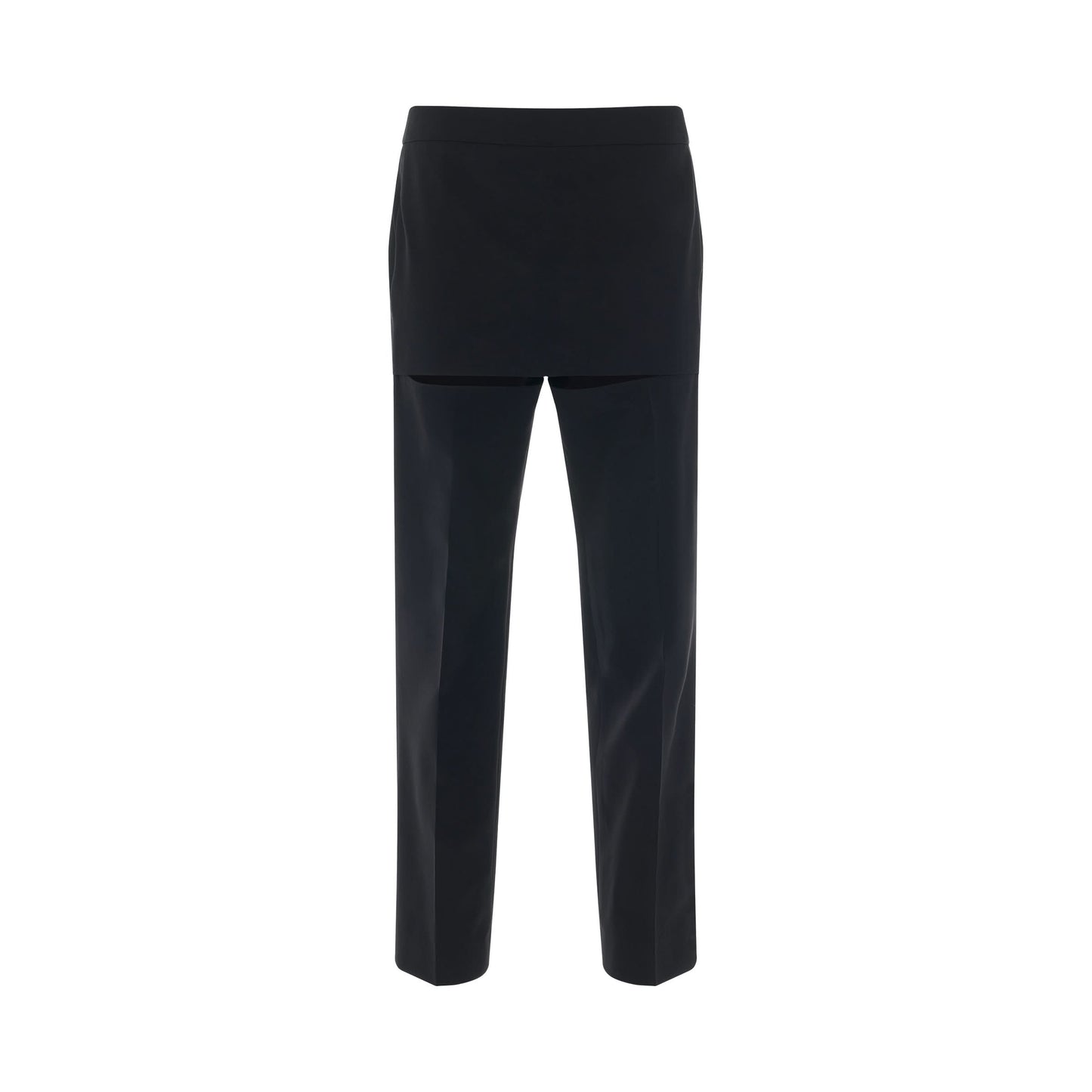 Slim Fit Trousers with Skirt Detail in Black