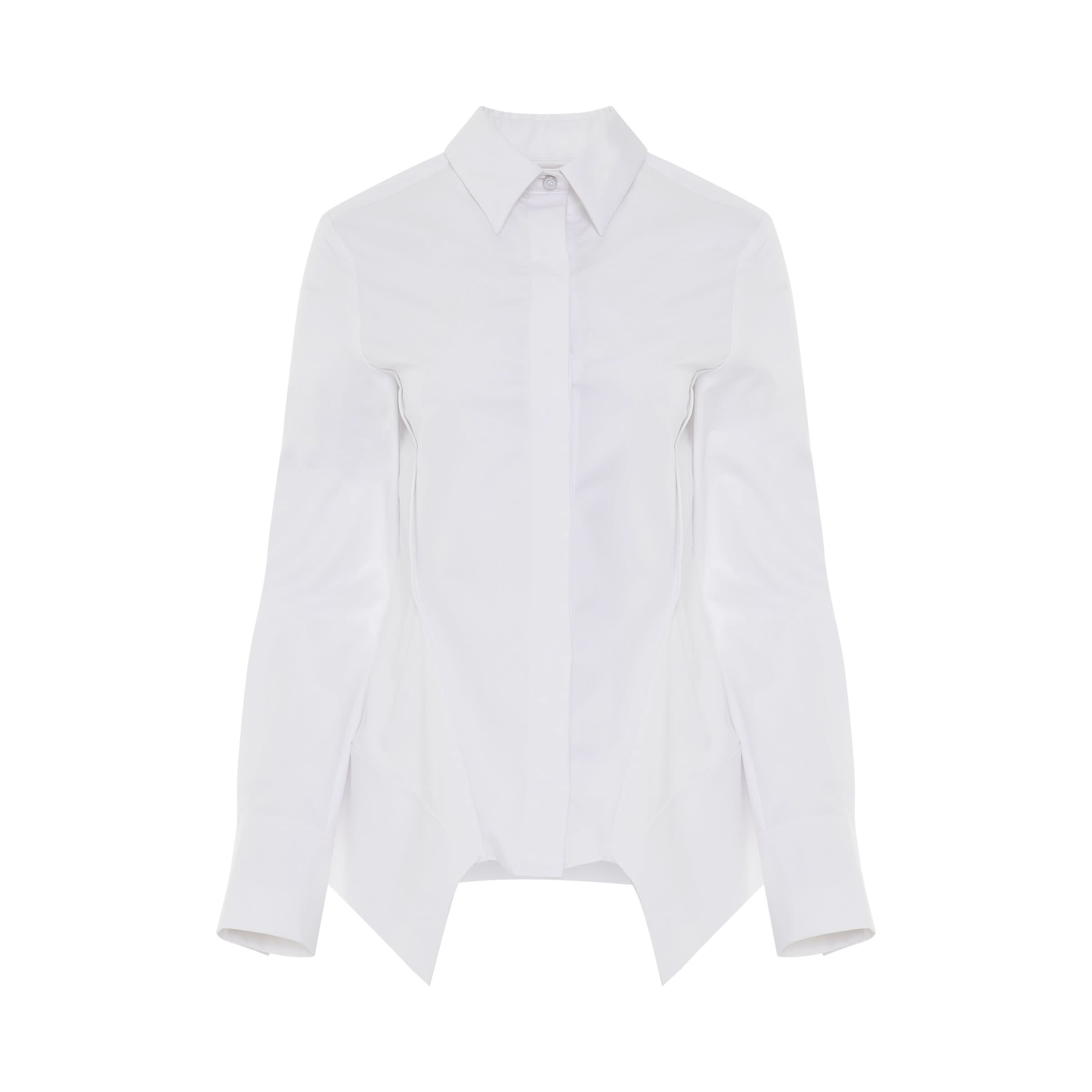 Peplum Long Sleeve Shirt in White