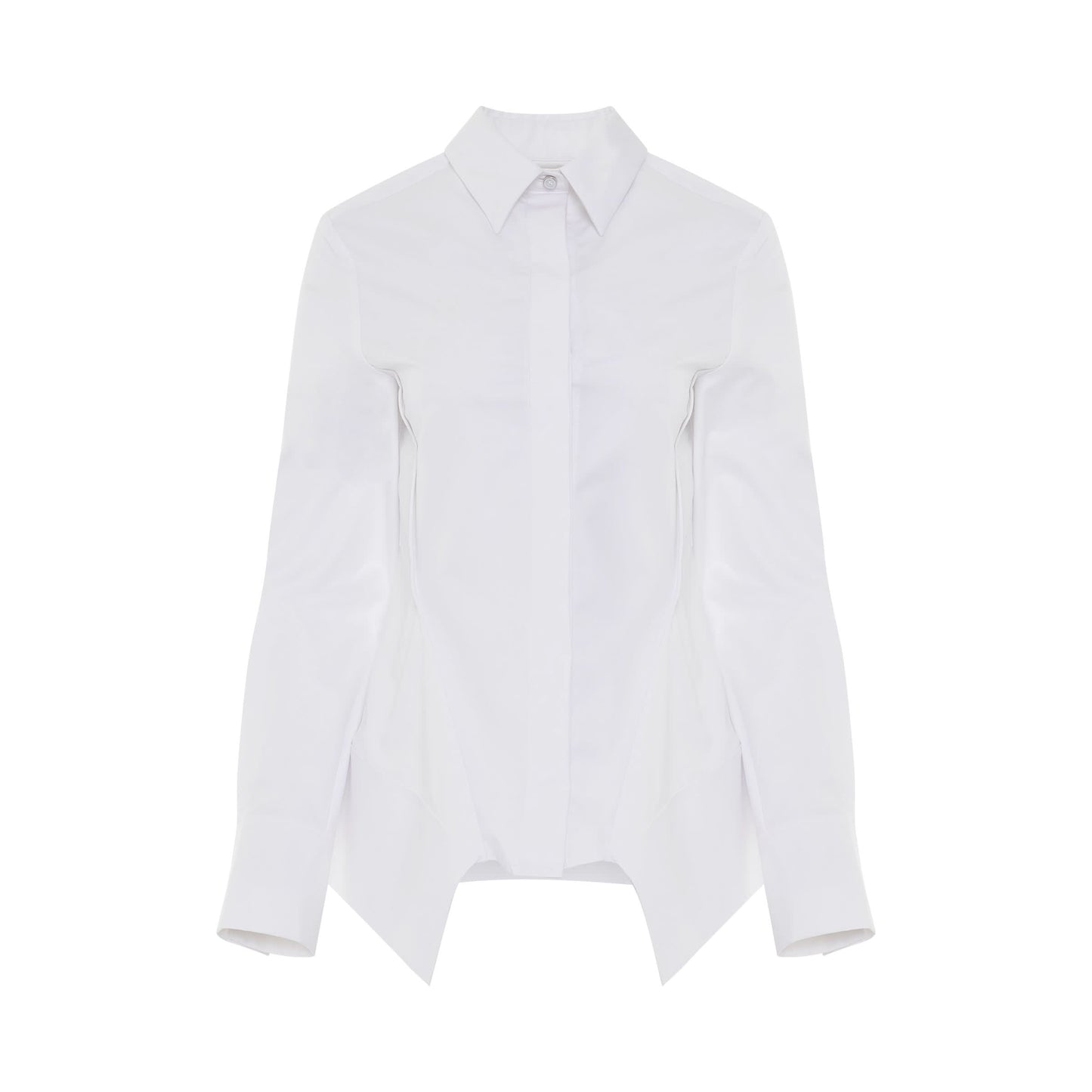 Peplum Long Sleeve Shirt in White