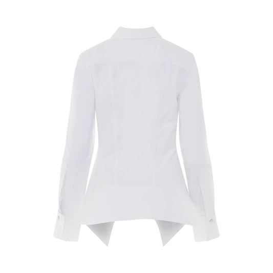 Peplum Long Sleeve Shirt in White