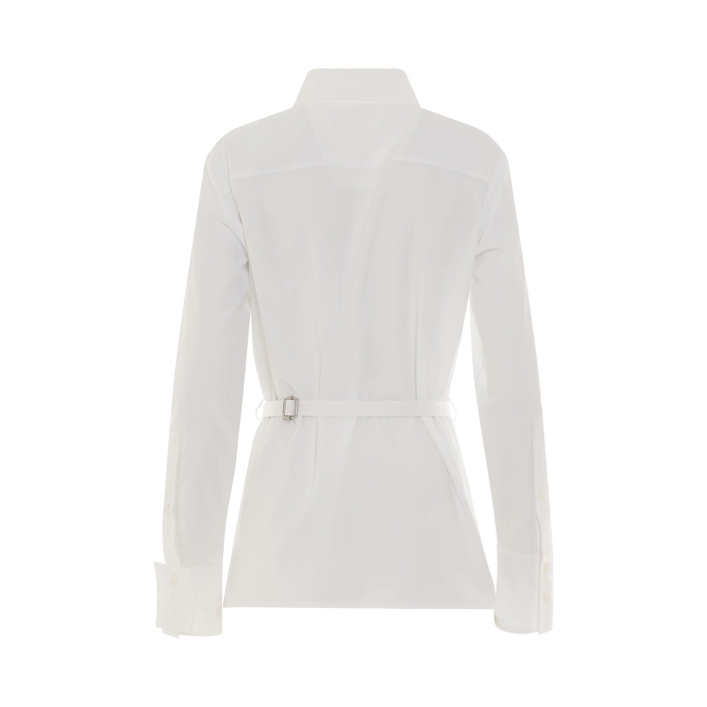 Classic Poplin Shirt with Belt in White