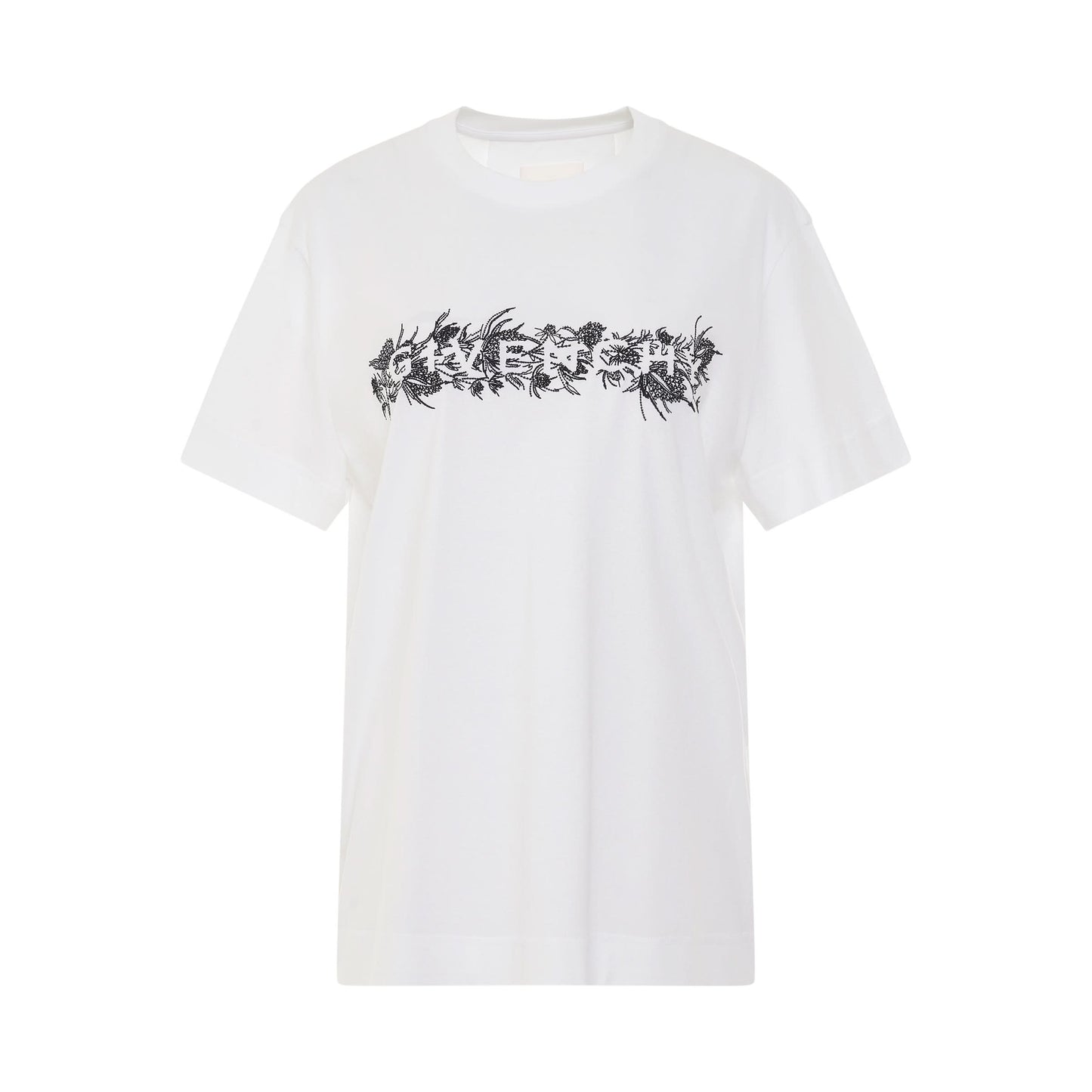 4G Embroidered Logo Thistle T-Shirt in White