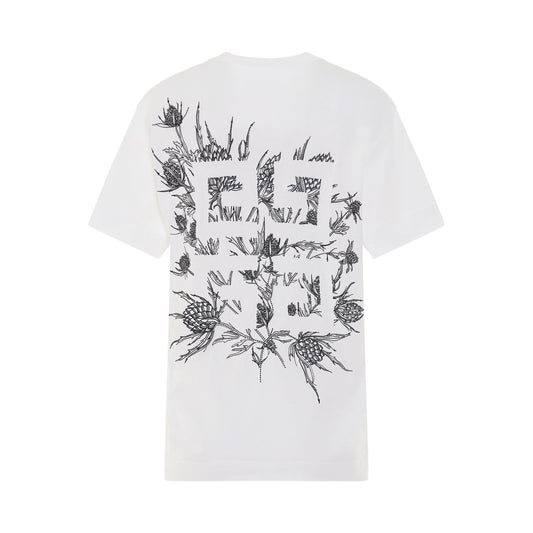 4G Embroidered Logo Thistle T-Shirt in White