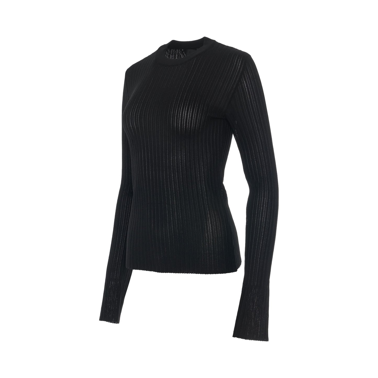 Ribbed Crewneck Sweater in Black