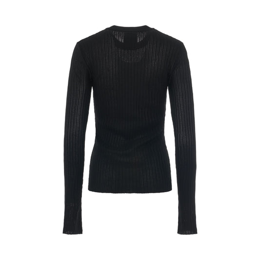 Ribbed Crewneck Sweater in Black