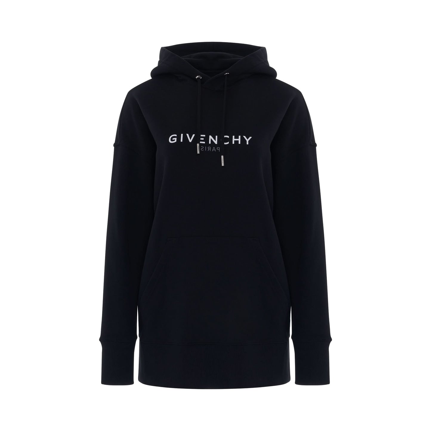 Reverse Logo Oversized Hoodie in Black