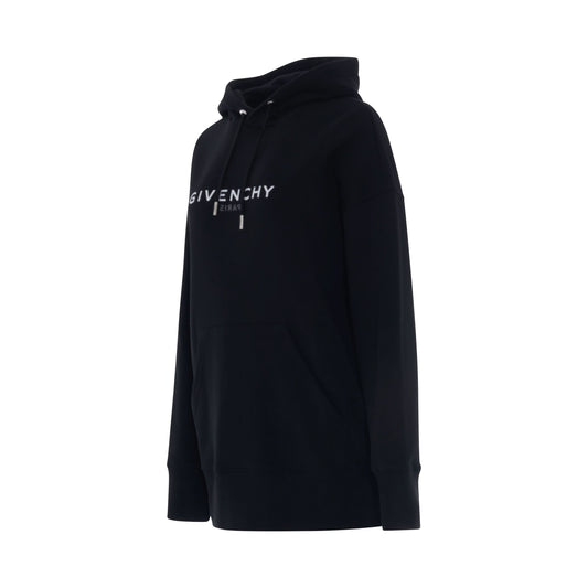 Reverse Logo Oversized Hoodie in Black