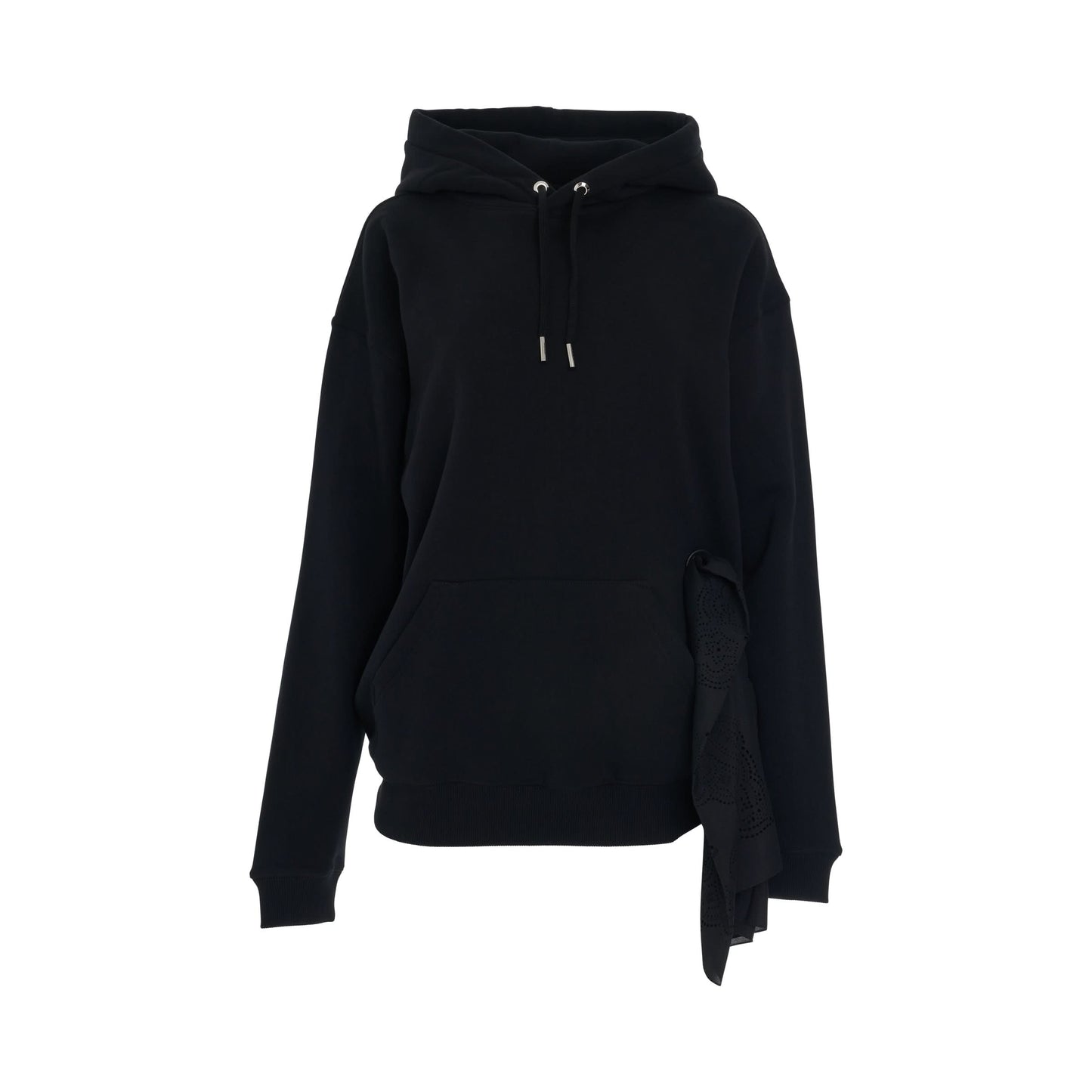 Side Eyelet Bandanas Hoodie in Black