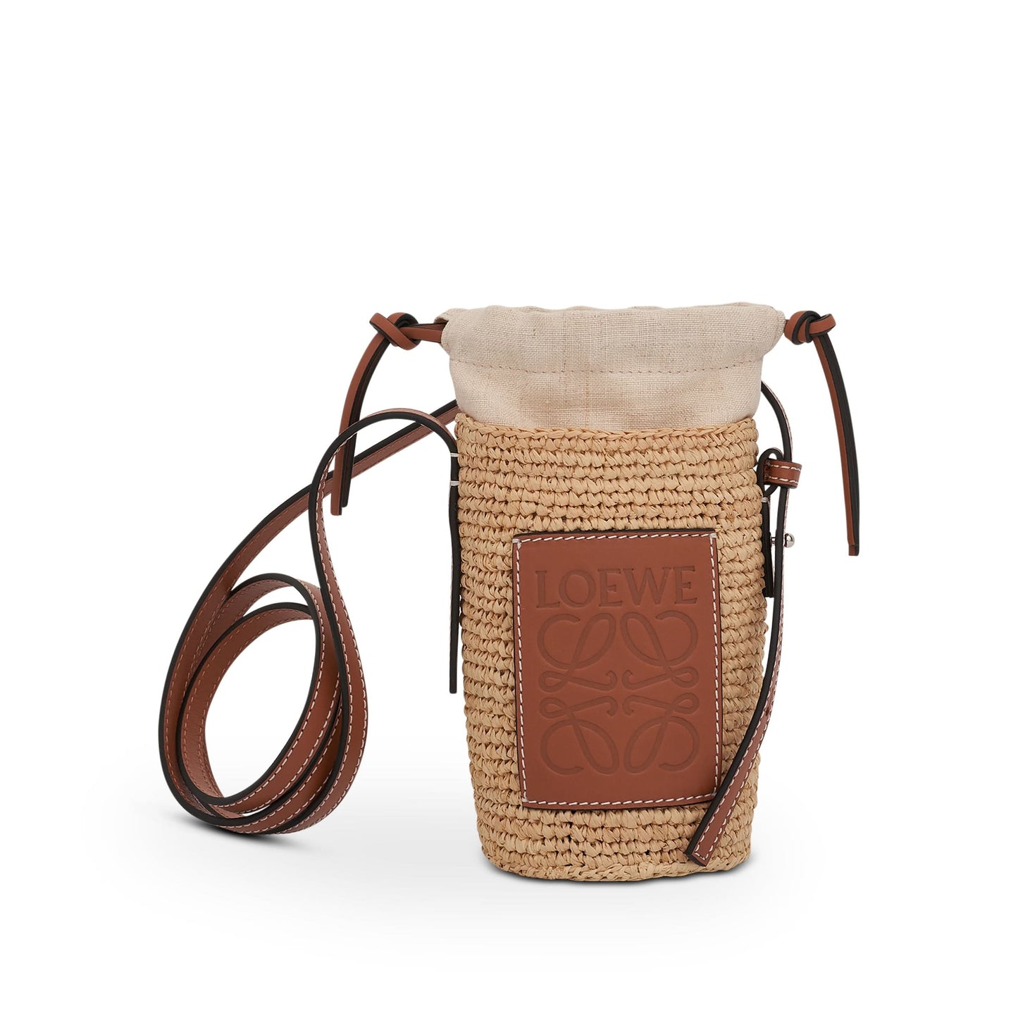 Cylinder Pocket in Raffia 
Calfskin in Natural