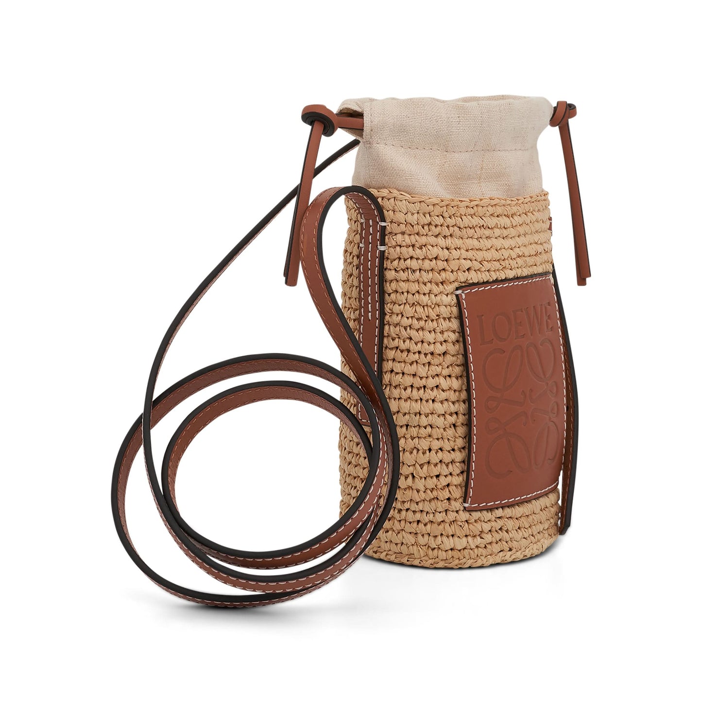 Cylinder Pocket in Raffia 
Calfskin in Natural