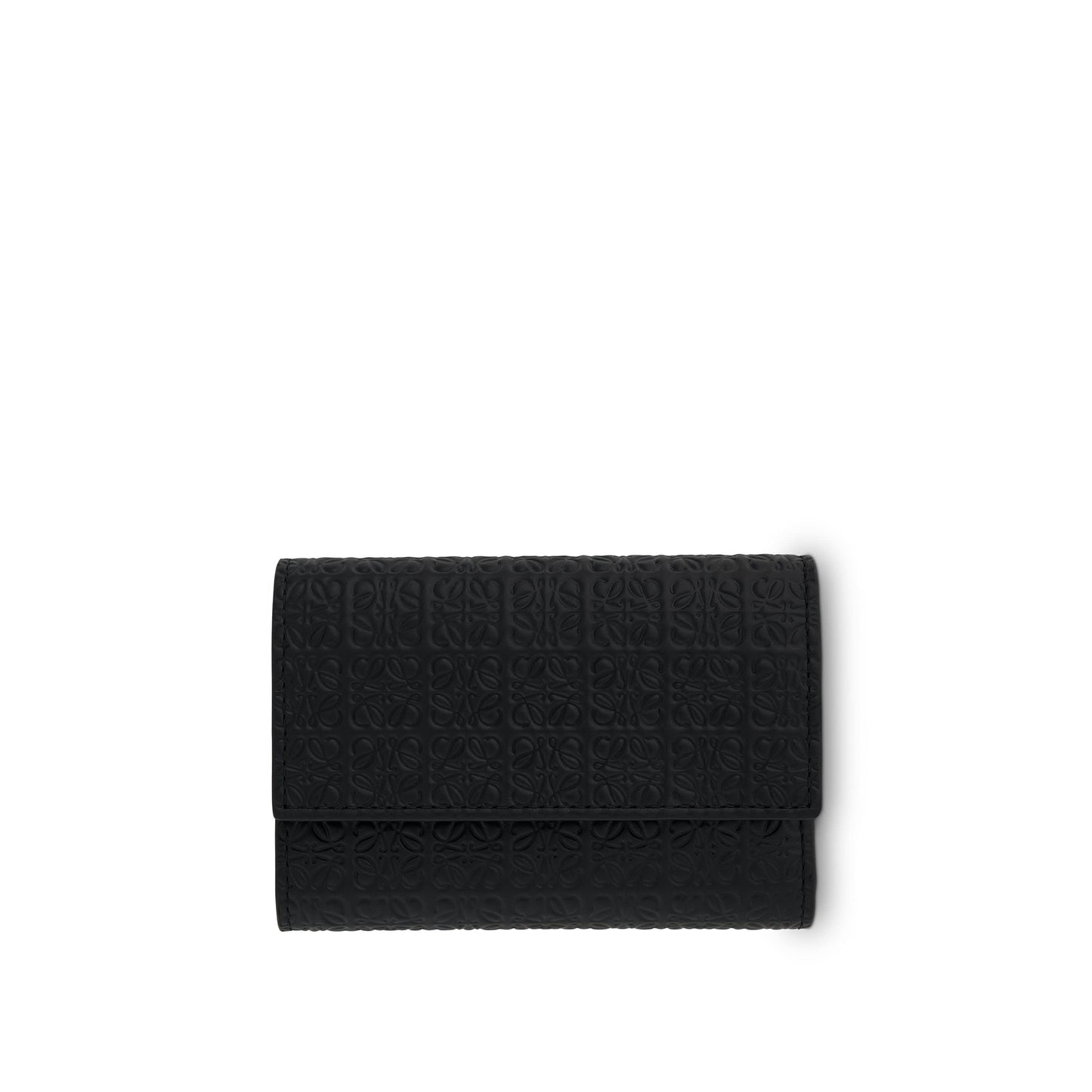 Repeat Small Vertical Wallet in Embossed Calfskin in Black