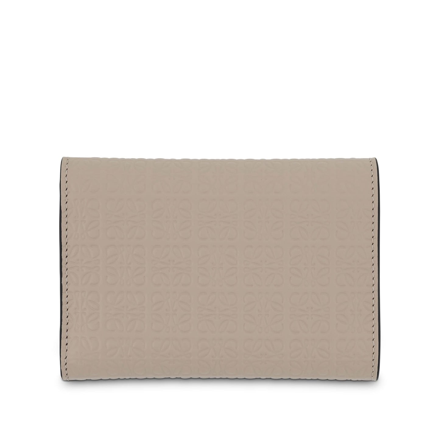 Repeat Small Vertical Wallet in Embossed Calfskin in Light Oat