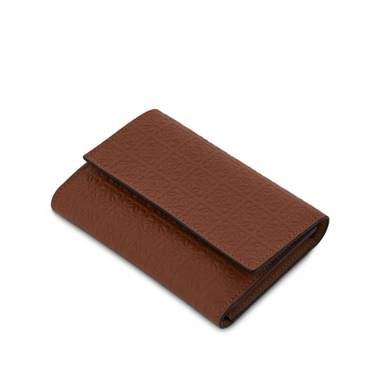 Repeat Small Vertical Wallet in Embossed Calfskin in Tan