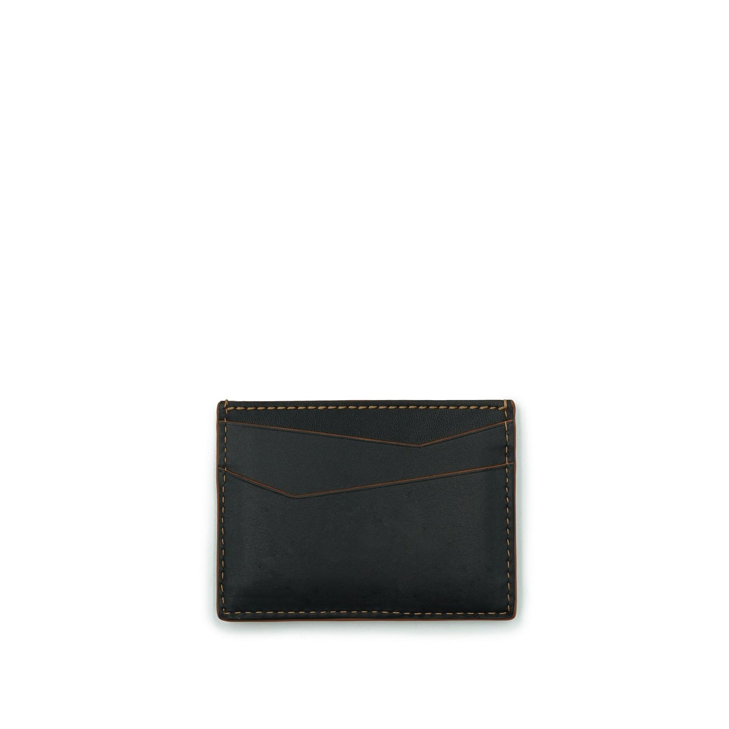 Puzzle Stitches Plain Cardholder in Smooth Calfskin in Black